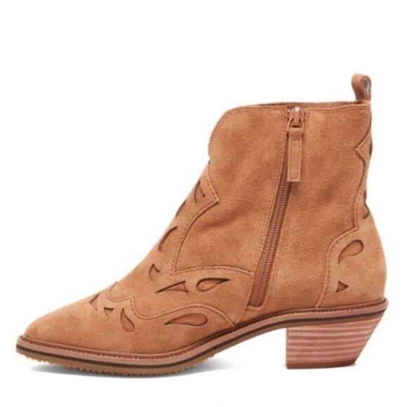 Kelsi Dagger Anthropologie Mocha Cliff Suede Ankle Boots Size 8.5 Western Cowboy - Picture 13 of 13